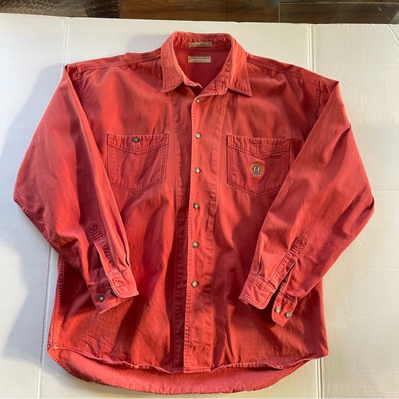 90s Guess Classic By George Marciano Men's Casual Button-Up Shirt in Red Large - Picture 2 of 11